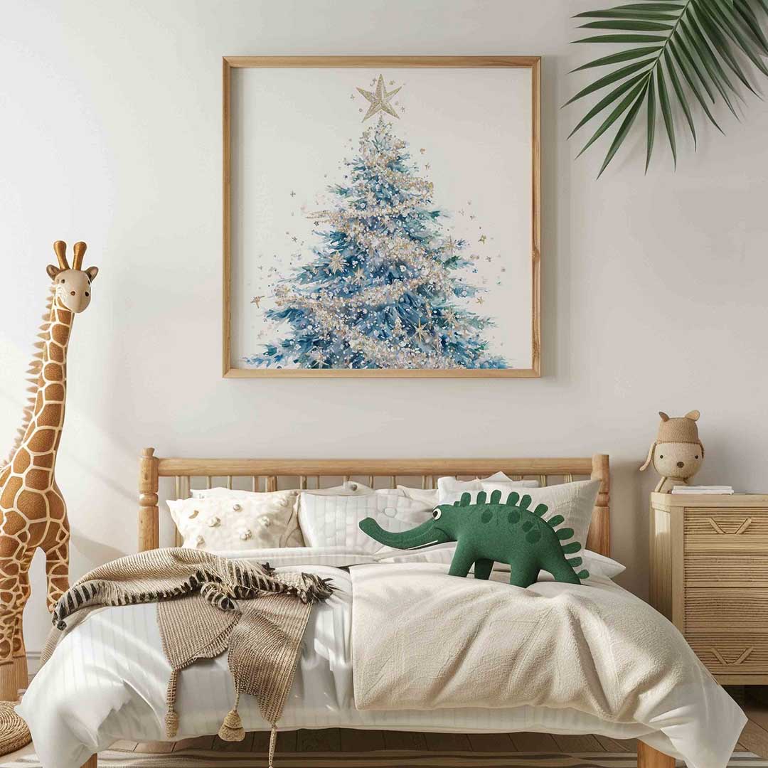 Kerstboom met ster – vierkante kinderkamer wanddecoratie van WallArtistic