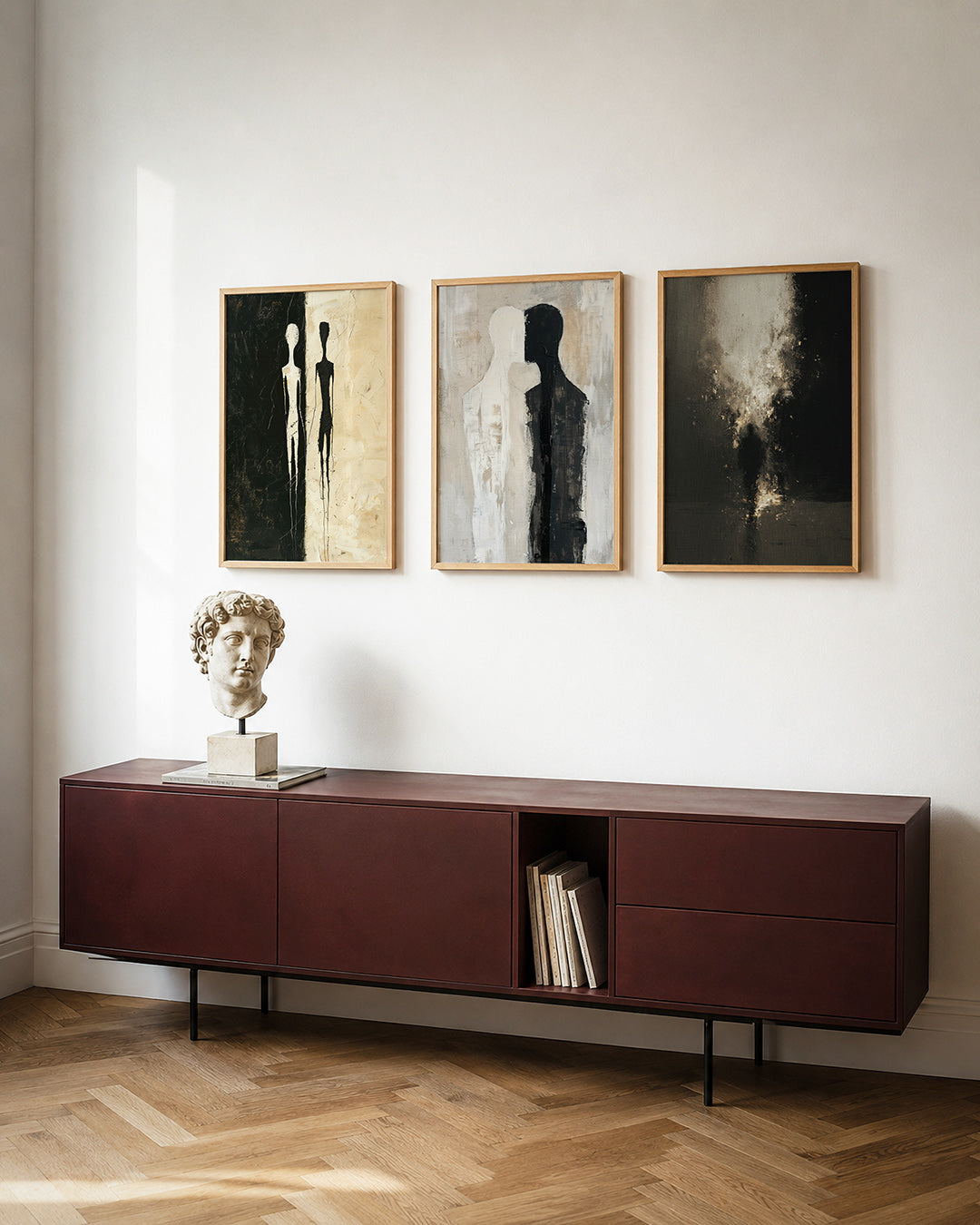 Schaduwfiguren posterset – detailweergave – twee silhouetten staan tegenover elkaar, gescheiden door