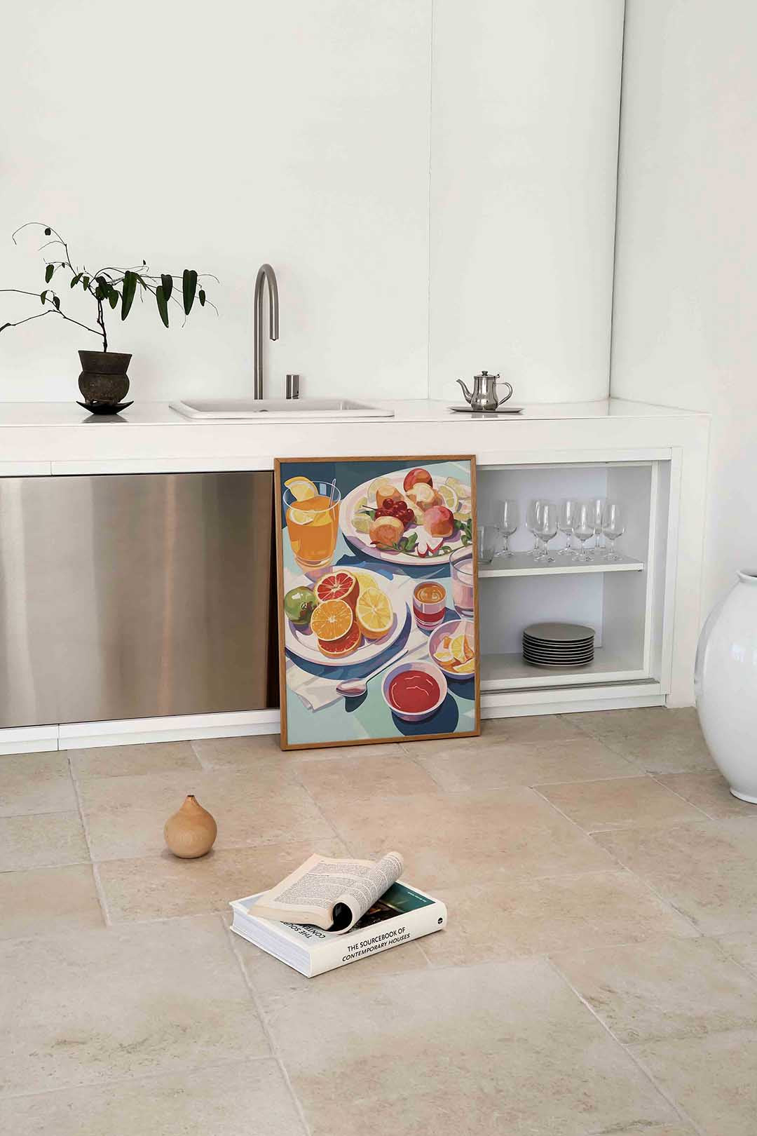 Fruit en drankjes – culinaire wandkunst als portret poster