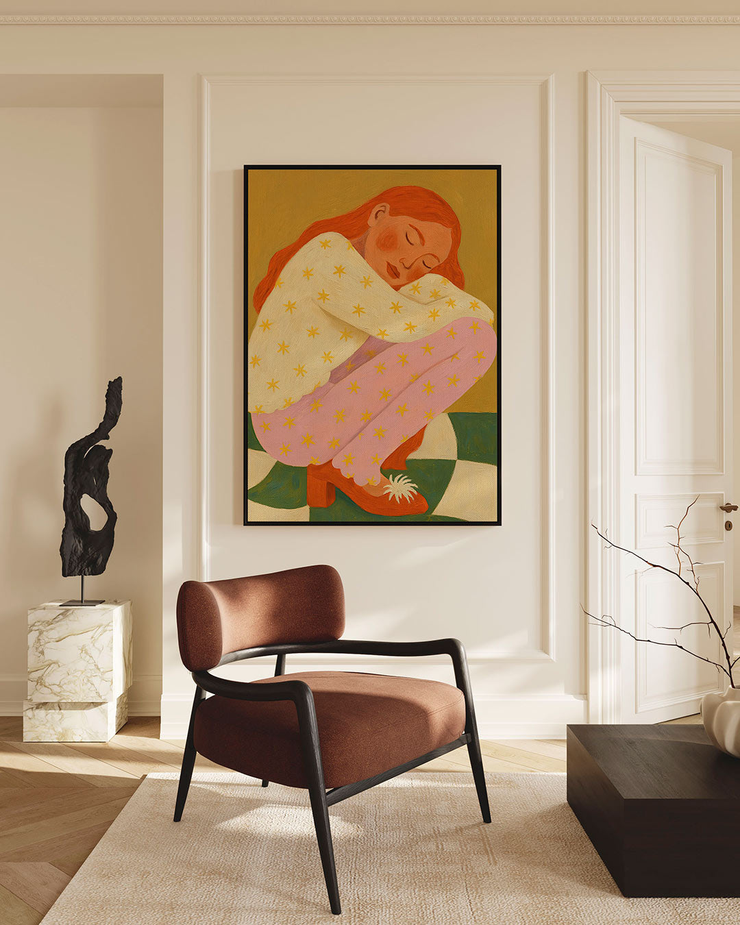 Dromerige vrouw – staand wanddecoratie kunstwerk
