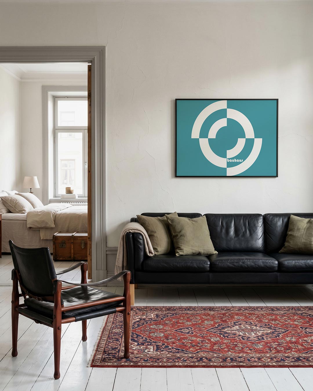 Cirkelvormen en lijnen – geometrische Bauhaus poster in liggend formaat