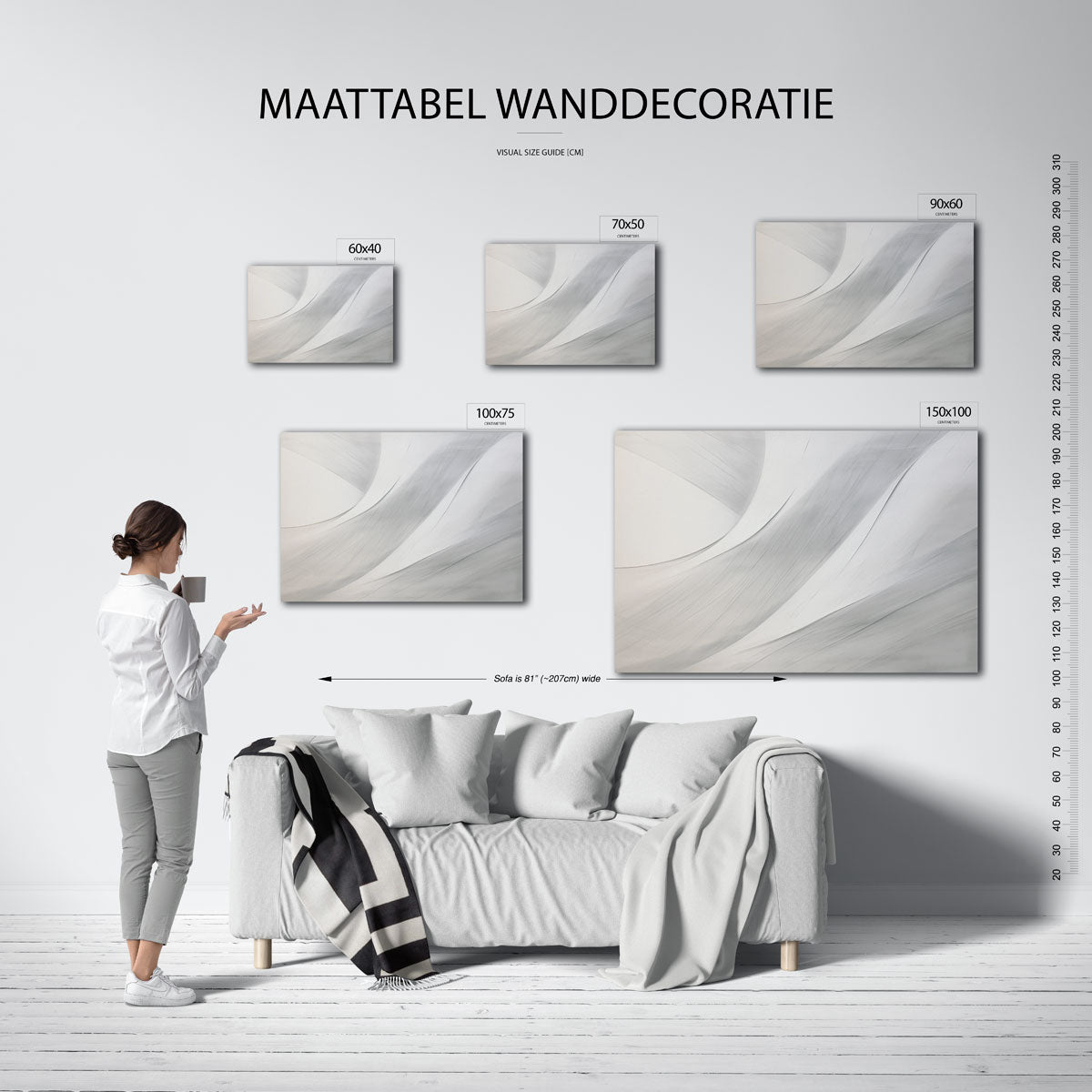 Vloeiende lijnen – moderne liggende wandkunst