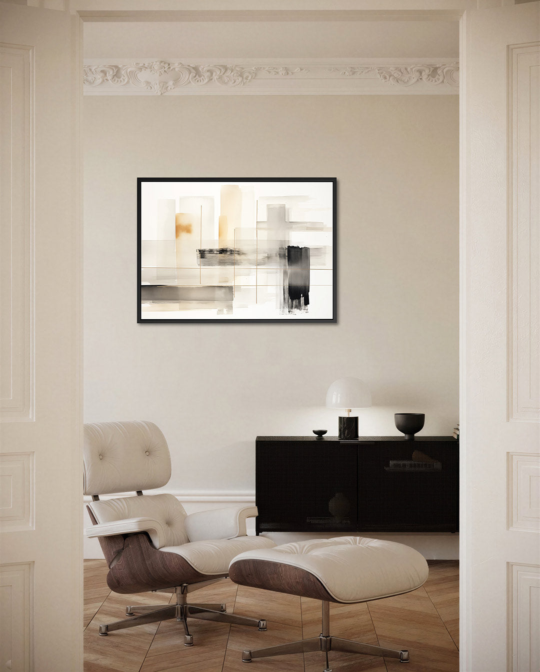Geometrische lijnen – Abstract kunstwerk – liggende wanddecoratie