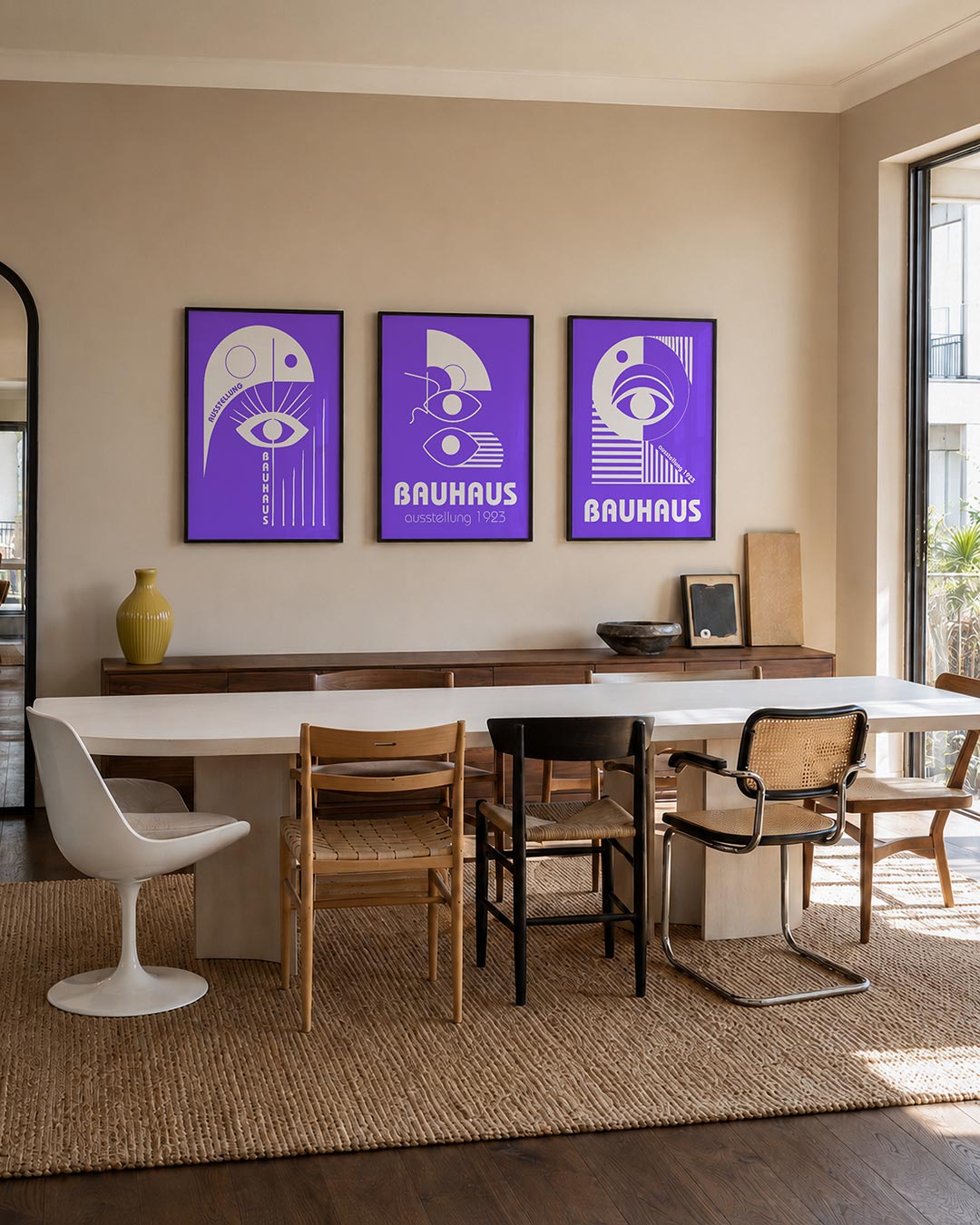 Oog en lijnen driedelige posterset – deze posterset in drie delen toont een speelse combinatie
