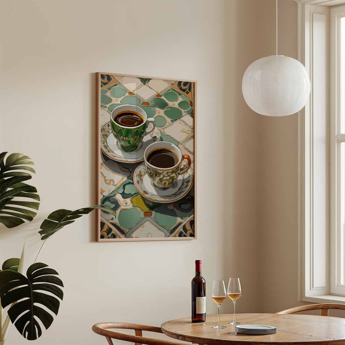Kleurrijke Koffie Momenten – keukenposter in staand formaat