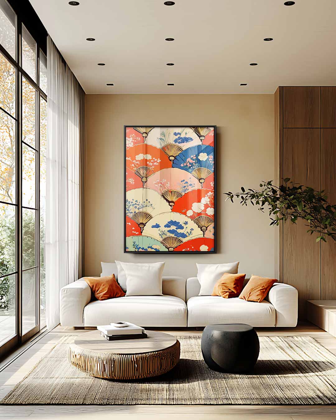 Kleurrijke Fan Fantasy – staand kunstwerk voor modern interieur