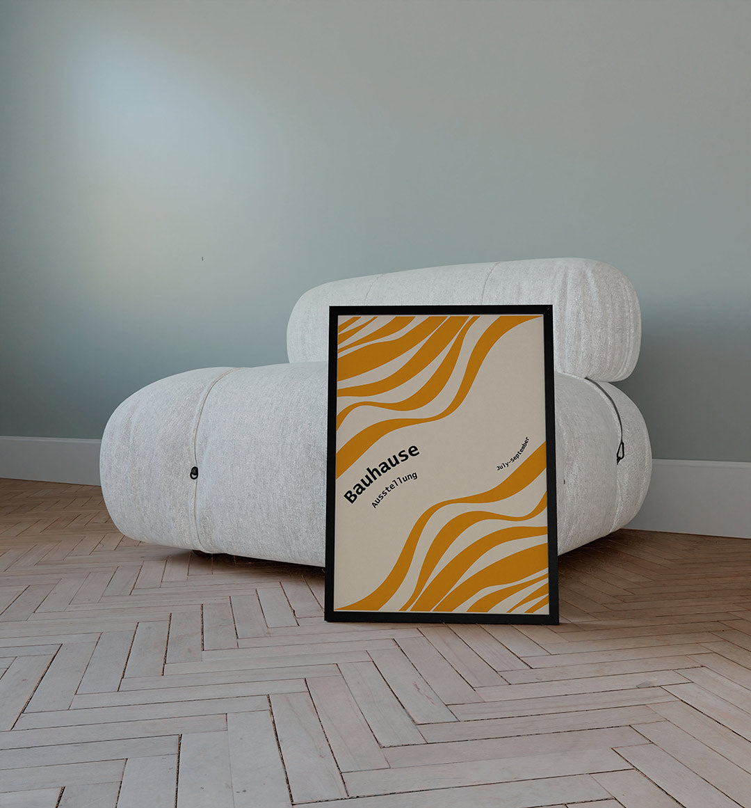 Golvend lijnenspel – staande Bauhaus poster voor aan de muur