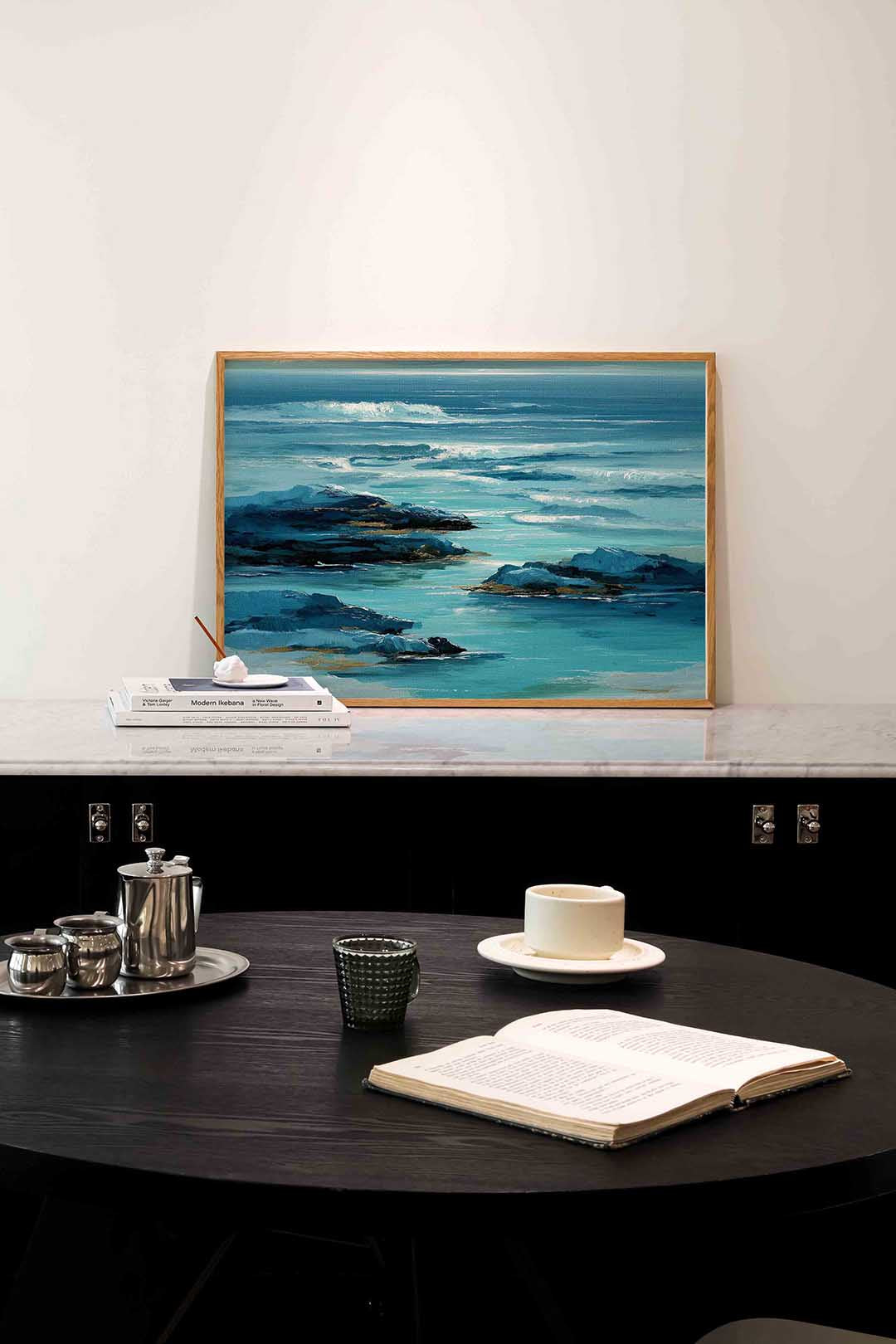 Golven en rotsen – abstracte poster in liggend formaat