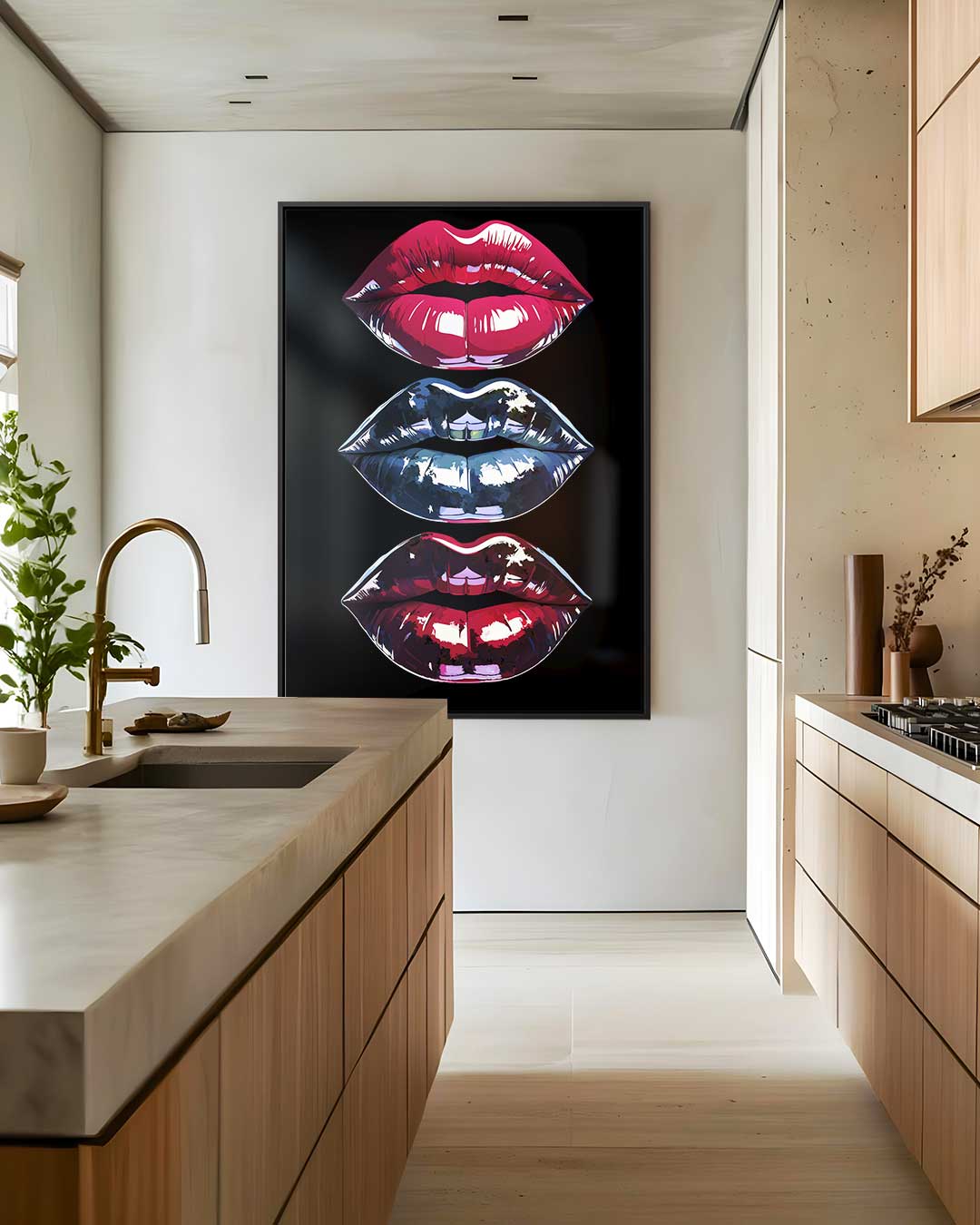 Kleurrijke Lippenkunst – modern portret kunstwerk van WallArtistic