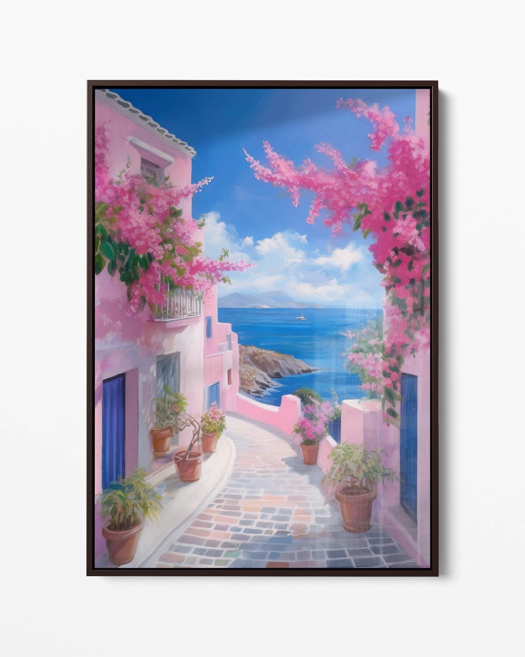 Romantische Middellandse Zee Straat – portret kunstwerk als wanddecoratie
