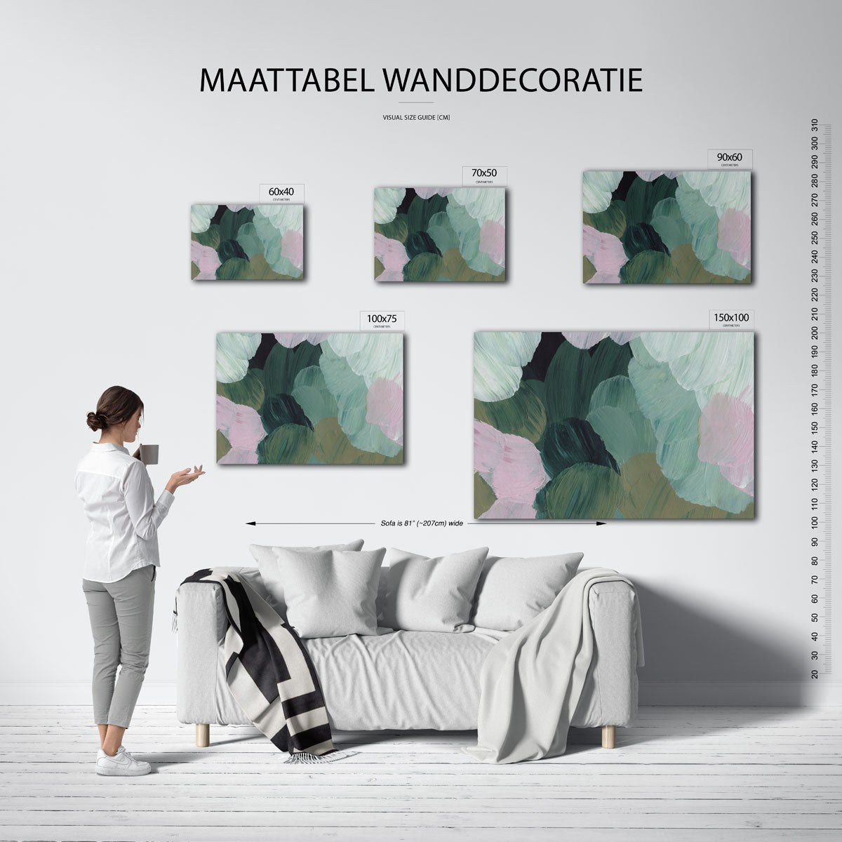 Kleurencompositie – moderne liggende wandkunst