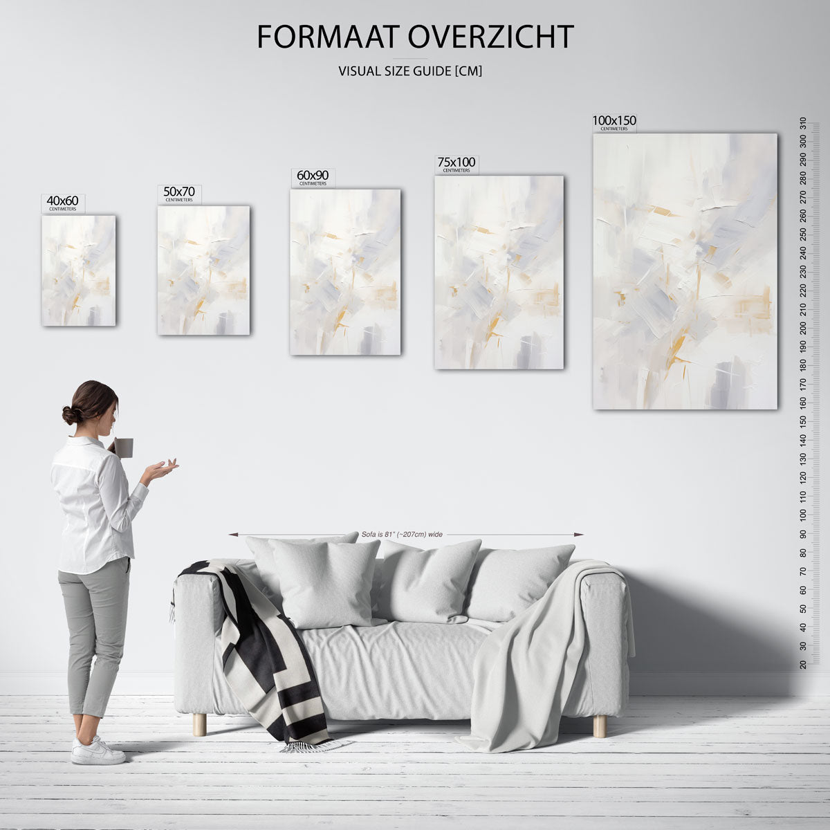 Lichte vegen compositie – staand wanddecoratie kunstwerk
