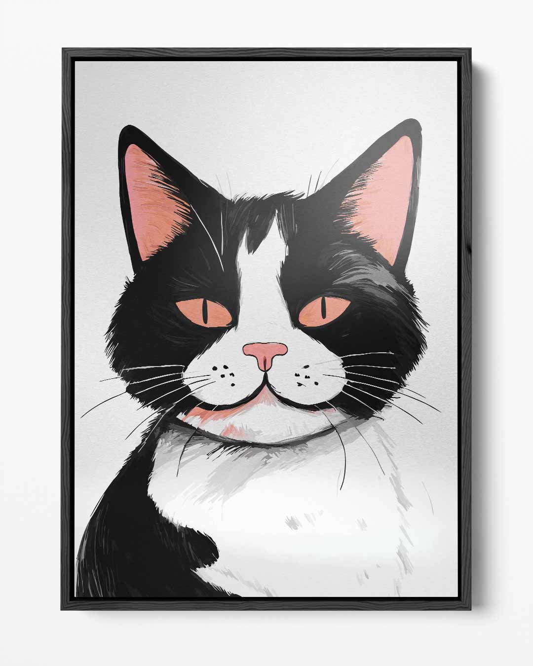 Vrolijke Kattenillustratie – portret kunstwerk als wanddecoratie