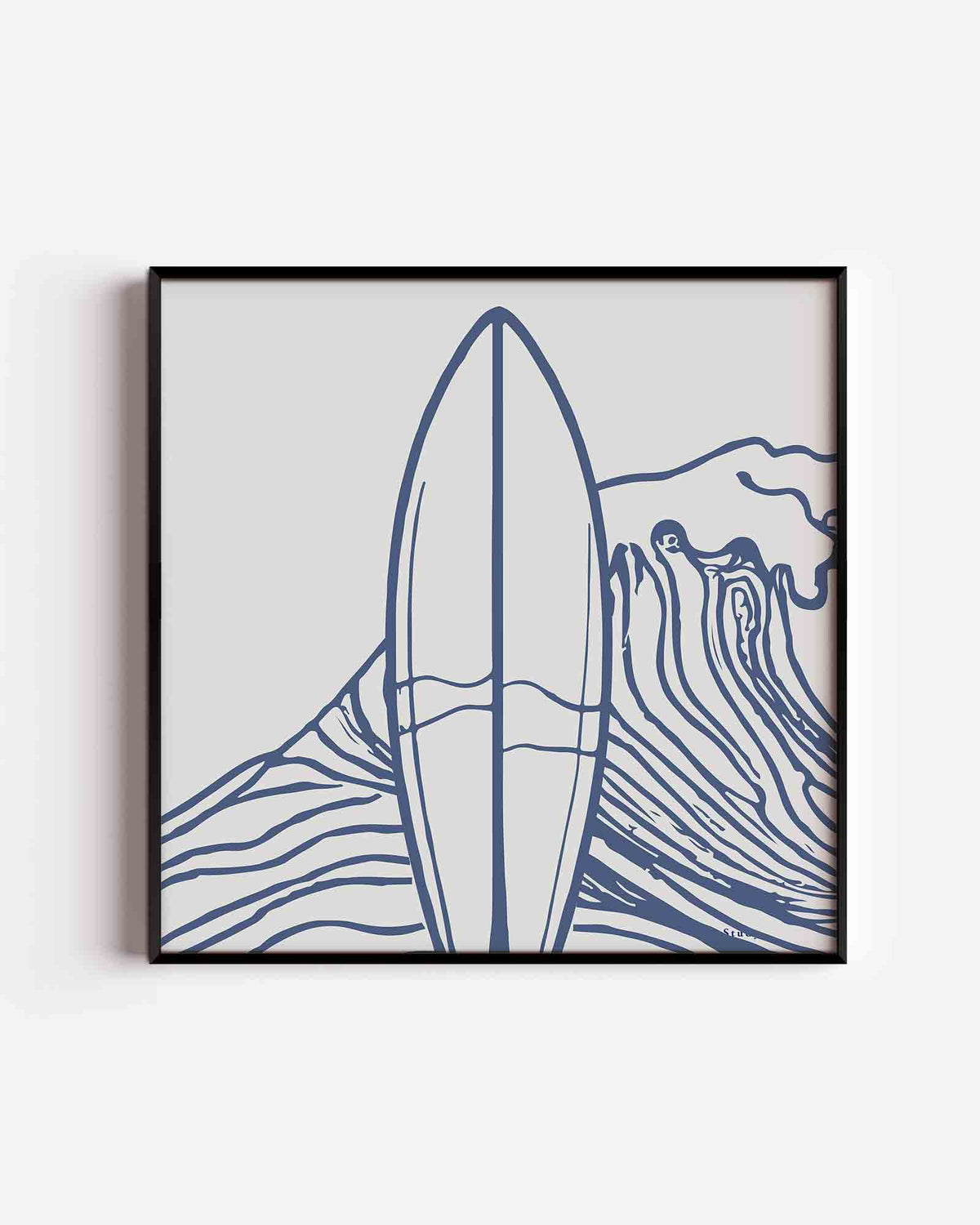 Surfplank en golven – vierkante poster met kleur en vormen als wanddecoratie