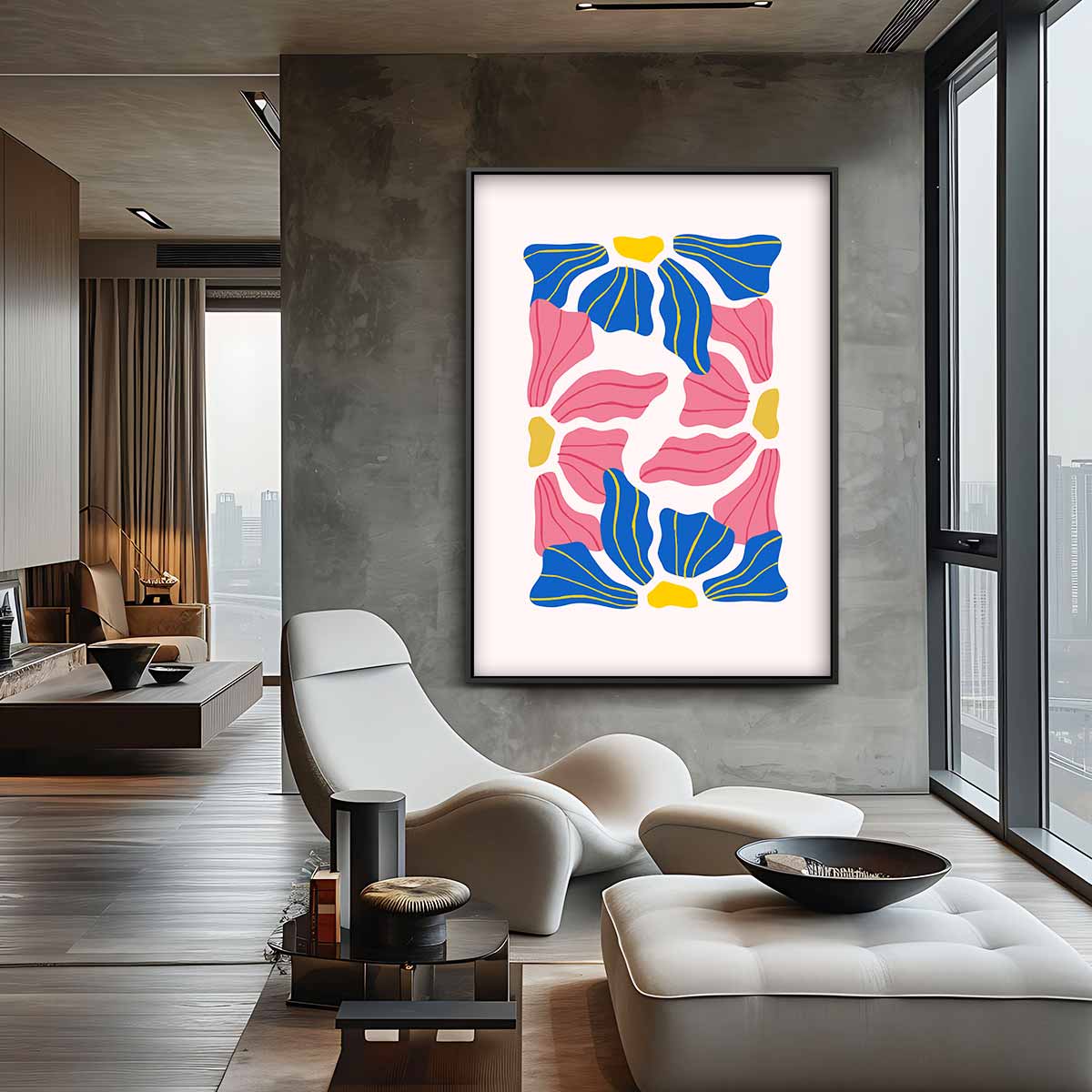 Vrolijk Bloemenmozaïek – canvas kunstwerk als wanddecoratie
