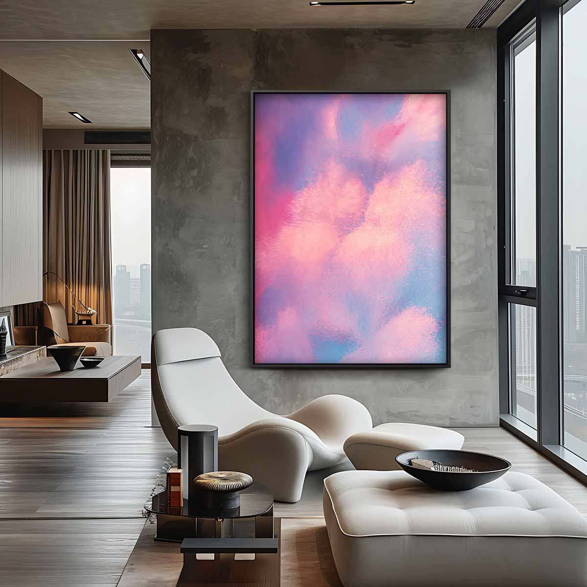 Dromerige Wolkenlucht – staande wandkunst voor woonkamer of interieur