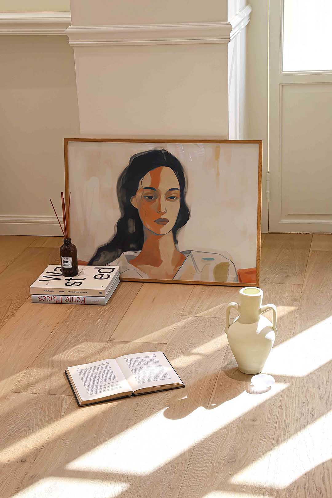 Vrouwelijk portret – liggende portret wanddecoratie van WallArtistic