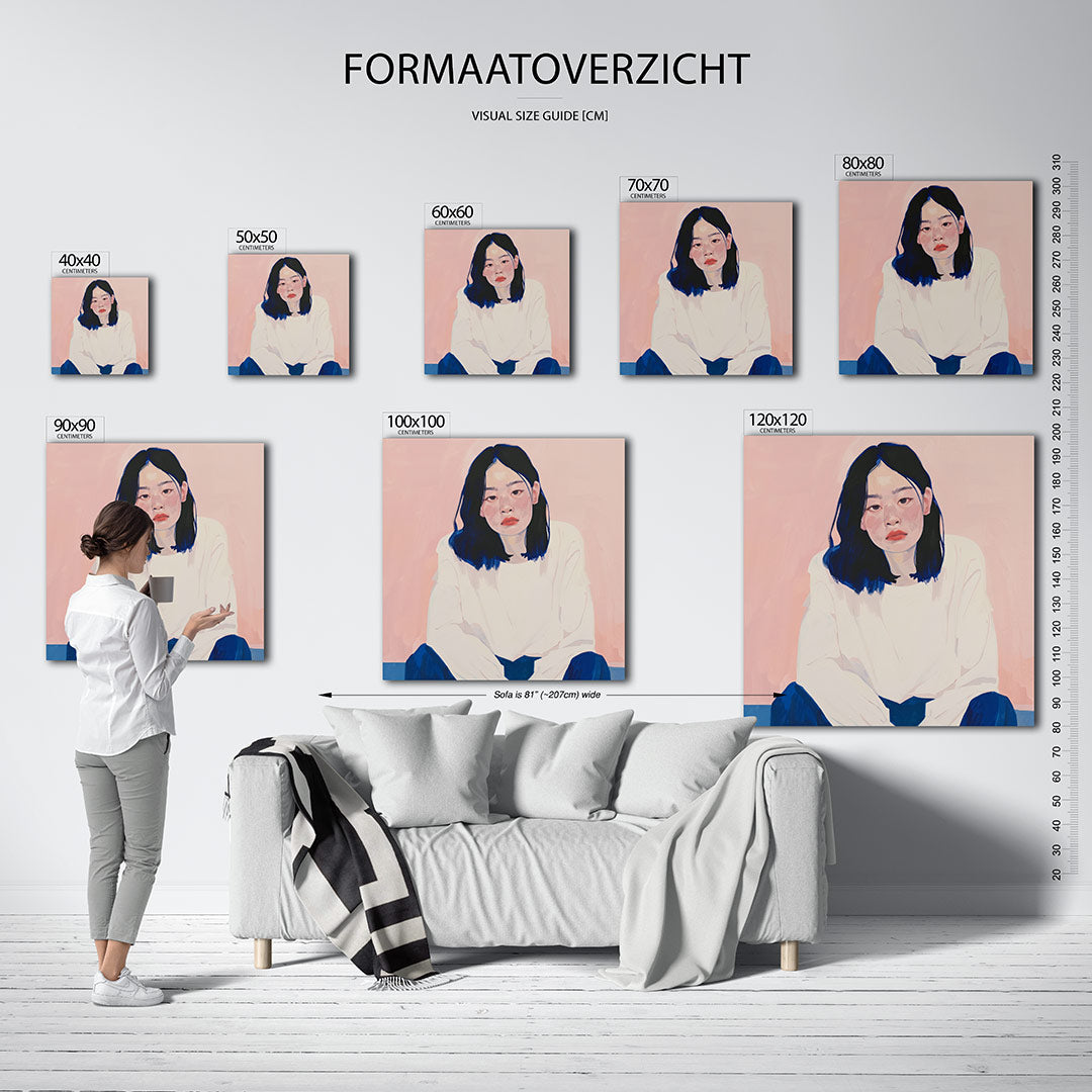 Portretstudie kunstwerk – materiaalweergave – dit werk toont een portret tegen een zachte achtergrond. De combinatie van