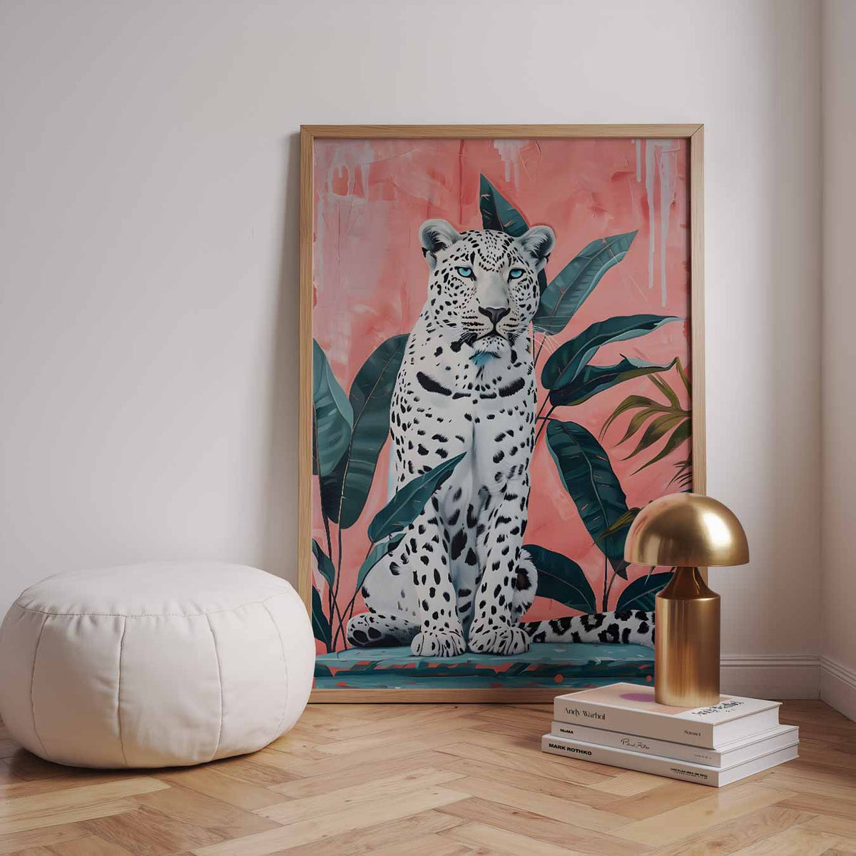 Mystieke Luipaard op Roze – urban poster in staand formaat