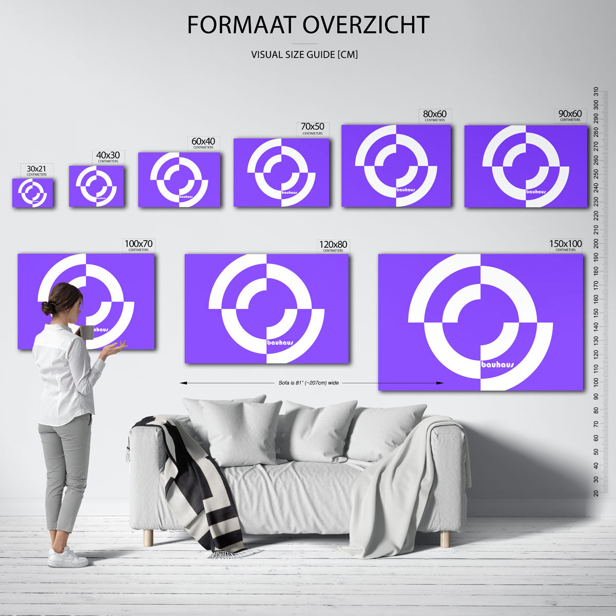 Cirkelvormen en lijnen – Bauhaus poster als geometrische wanddecoratie
