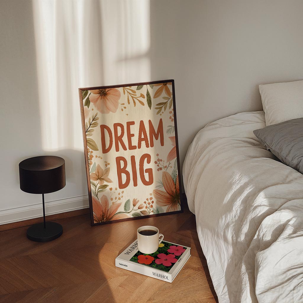 Dream Big Bloemenposter – kinderposter in staand formaat