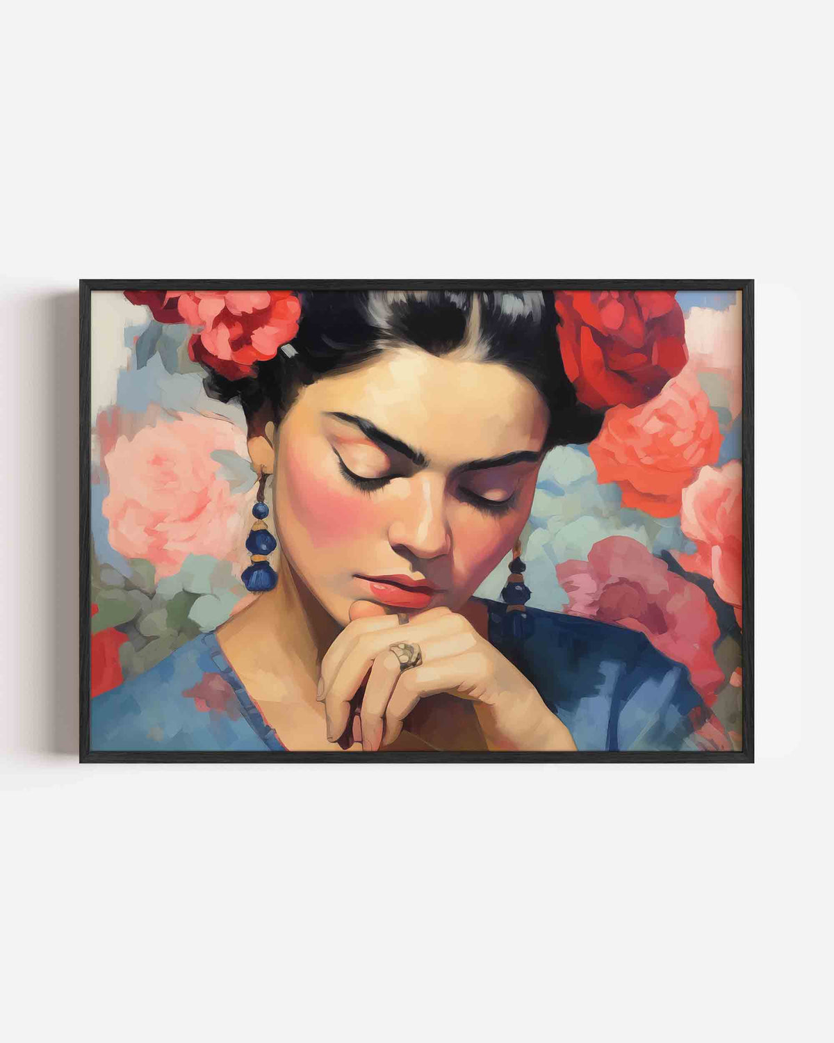 Vrouw met bloemen – vrouwelijk portret als landscape poster