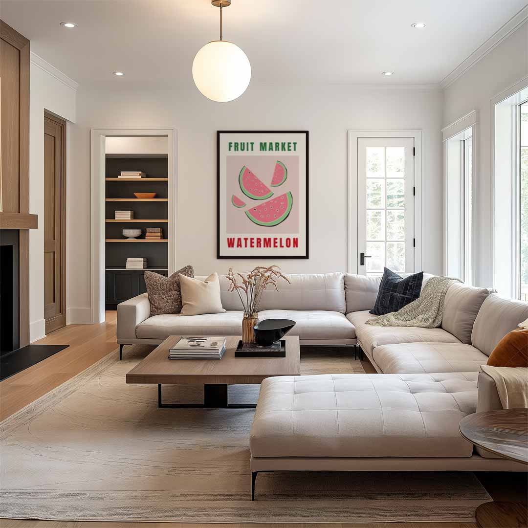 Zomerse Watermeloen Illustratie – dibond wanddecoratie in staand formaat