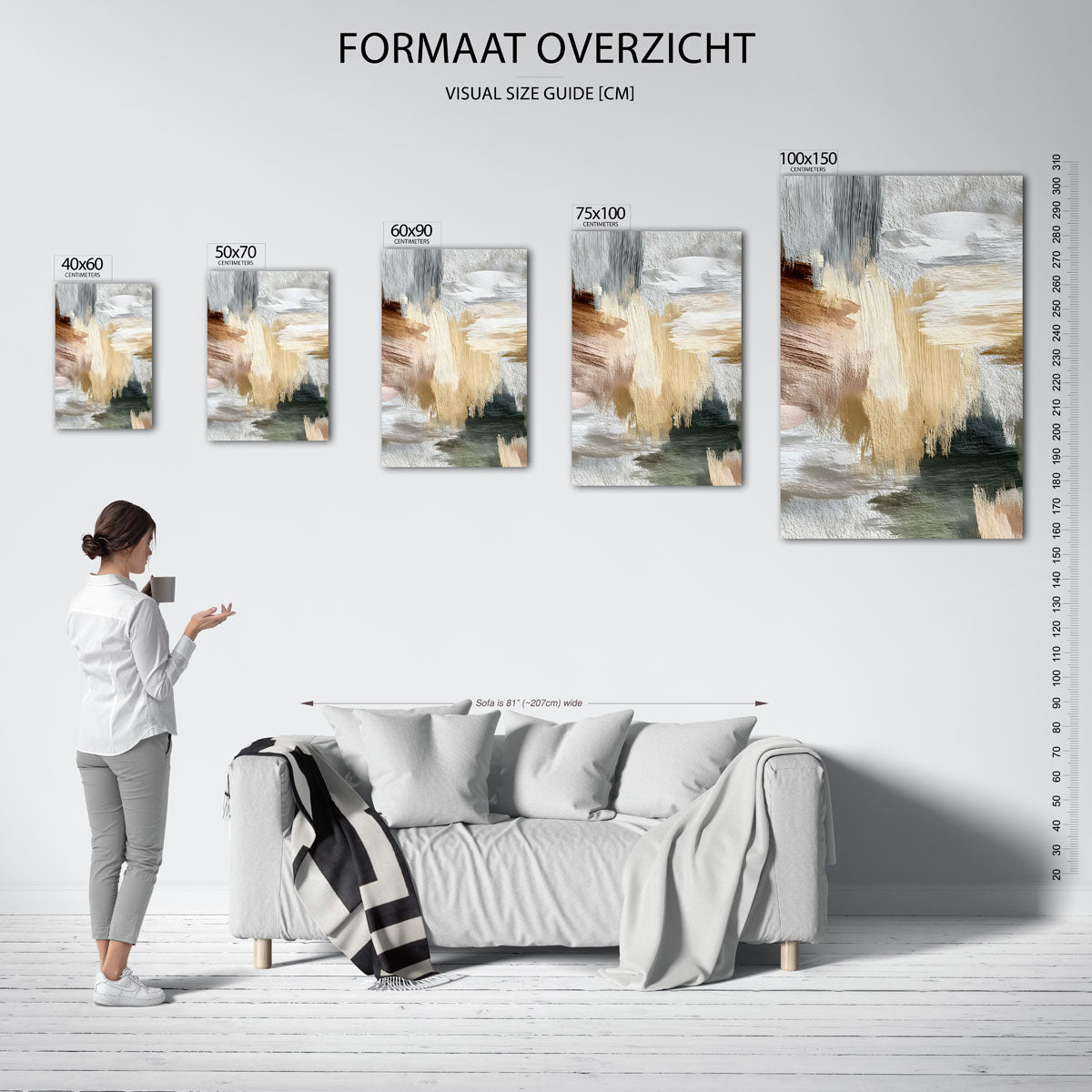 Kleurencompositie – staand wanddecoratie kunstwerk