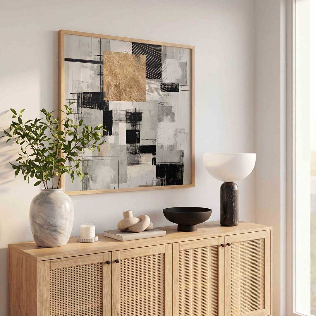 Abstracte geometrische vormen – rustige abstracte wandkunst als vierkante poster