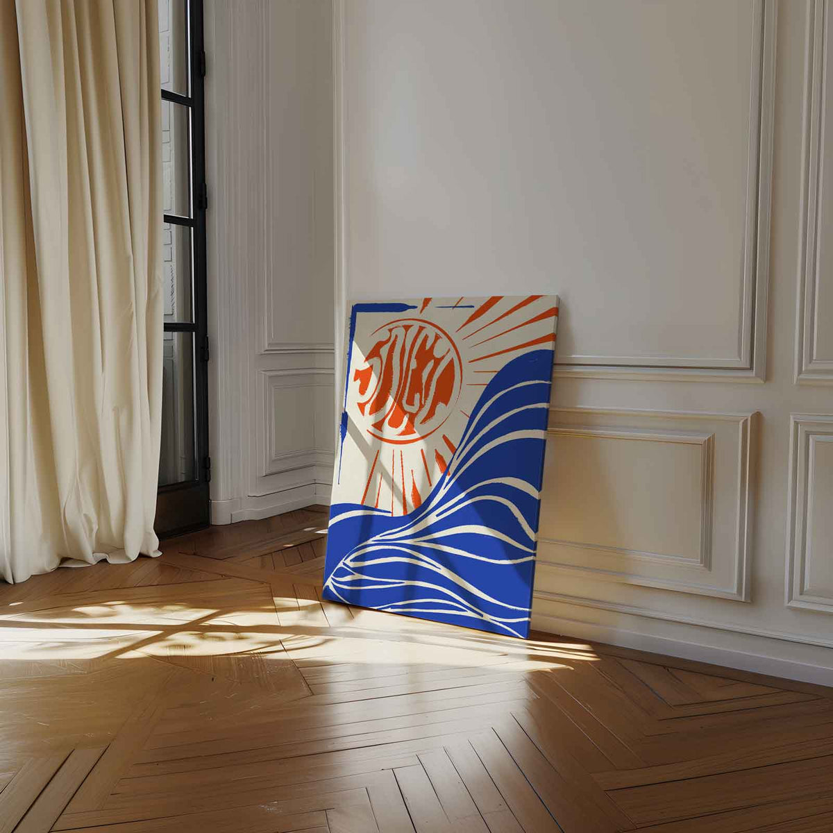 Zon en Golven Abstract – dibond kunstwerk als wanddecoratie