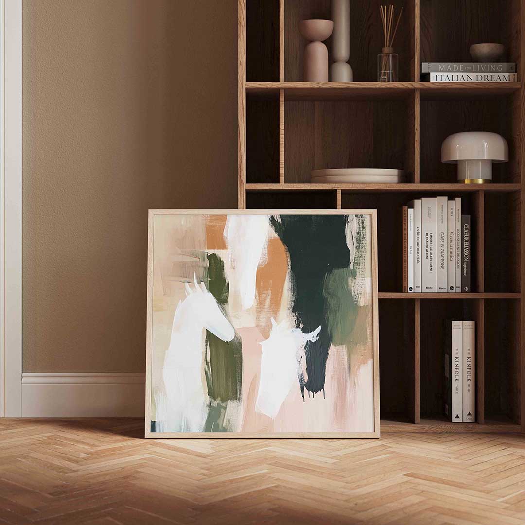 Abstracte paarden – moderne poster in vierkant formaat