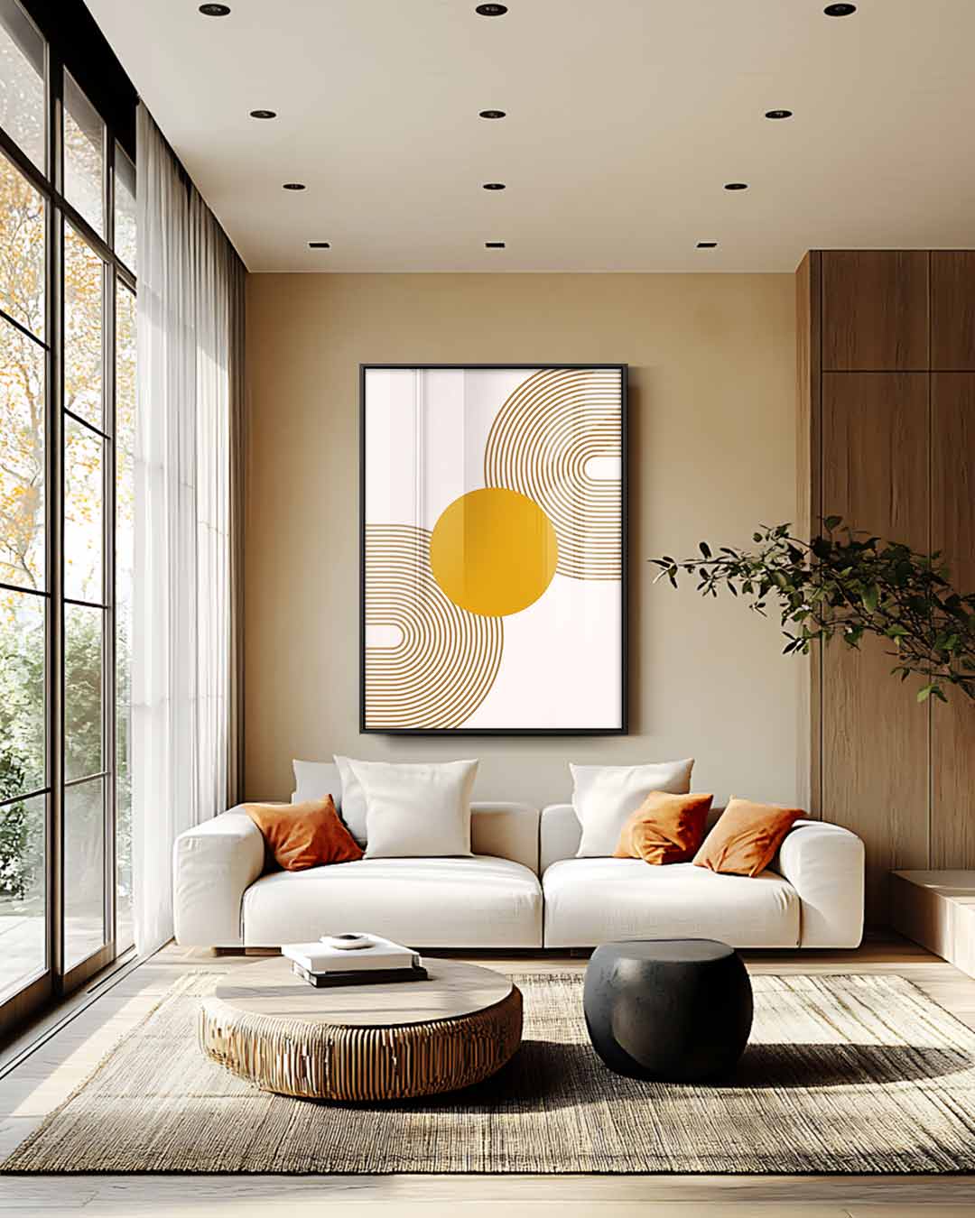 Retro Cirkelpatroon – canvas wanddecoratie in portret formaat