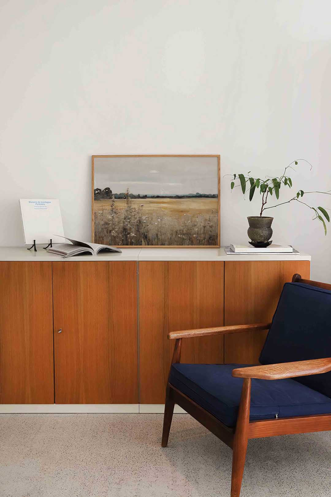 Landschap met veld en bomen – moderne landscape wanddecoratie van WallArtistic