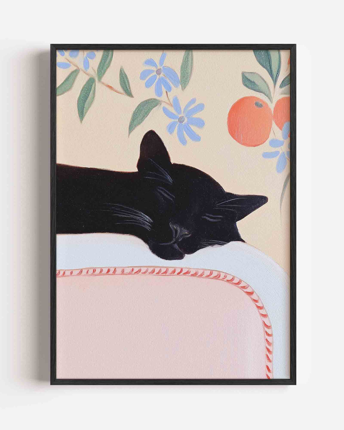 Slapende kat – pastel portret poster als wanddecoratie