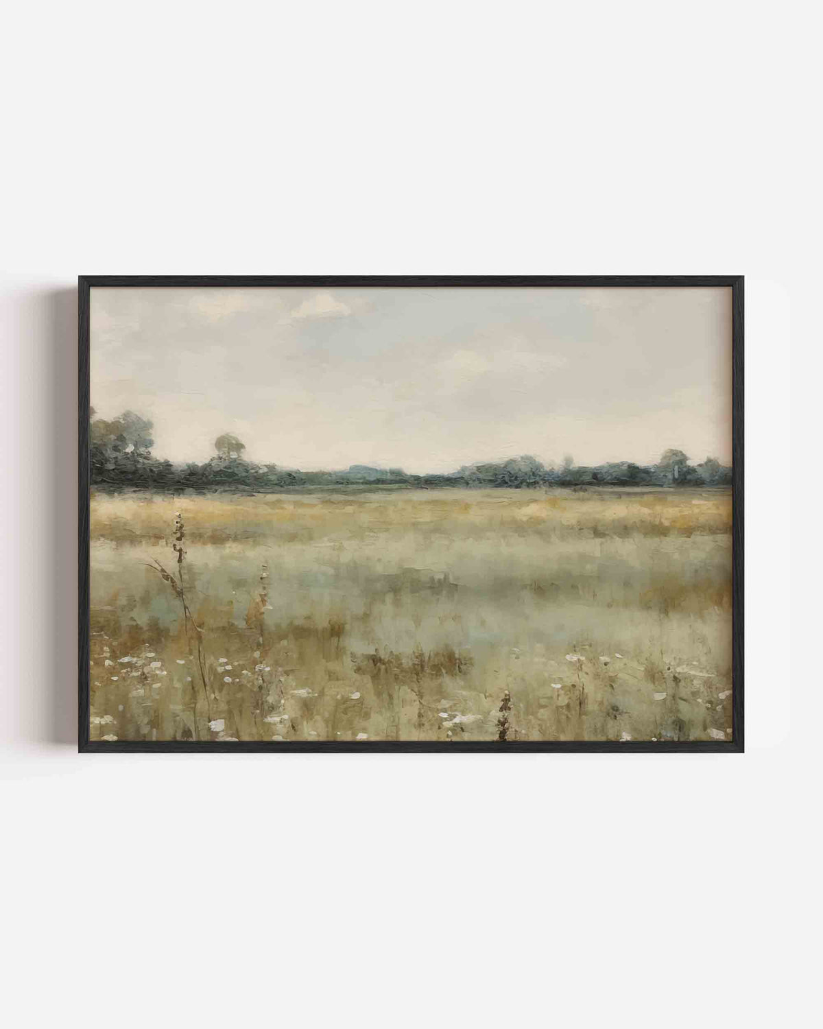 Landschap met veld en bomen – hedendaagse illustratie poster in landscape formaat