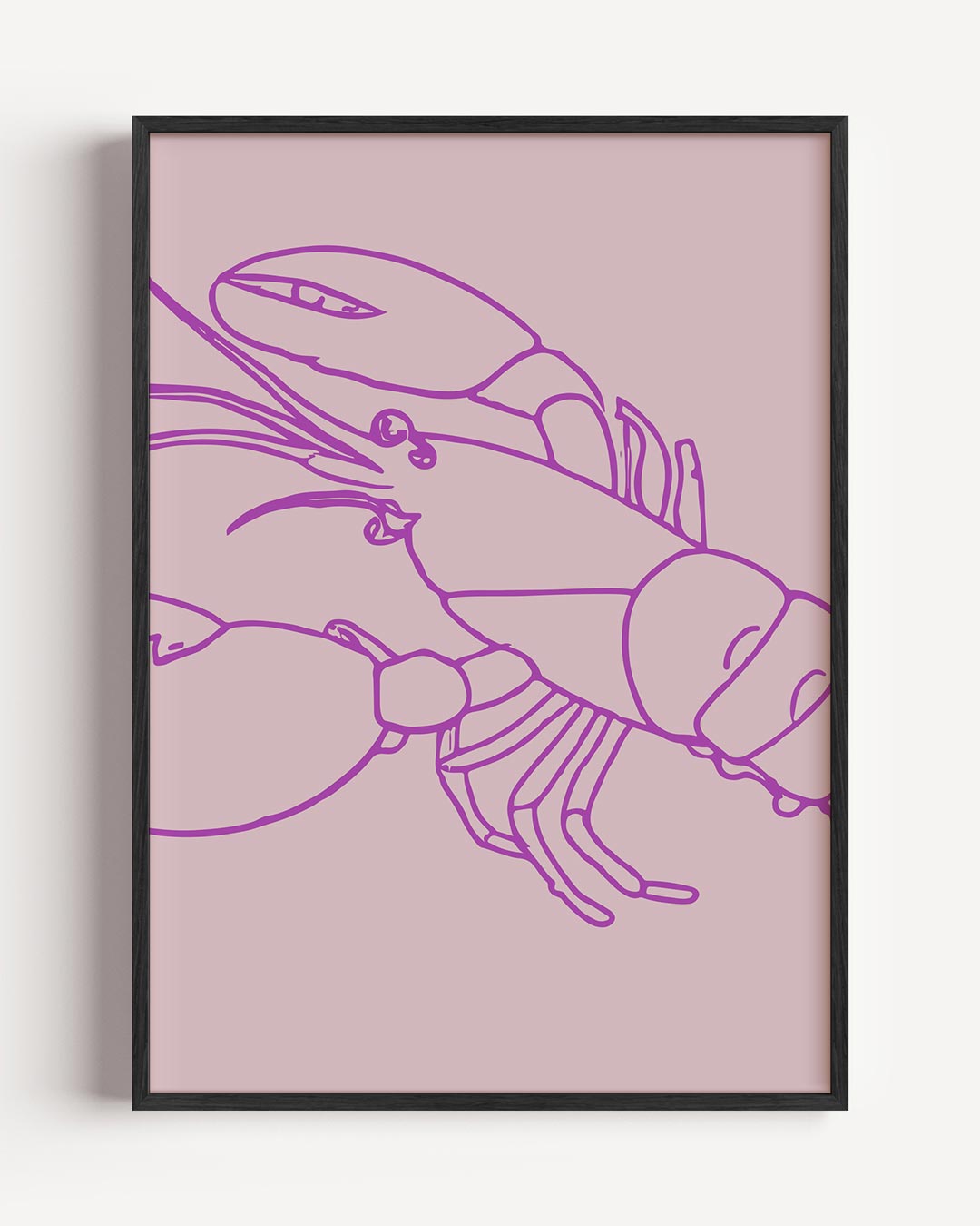 Trendy Kreeftenposter in Roze – keuken portret poster als wanddecoratie