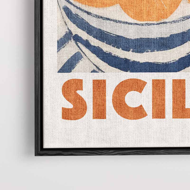 Siciliaanse Sinaasappels in Strepen – kunstwerk met zwarte baklijst