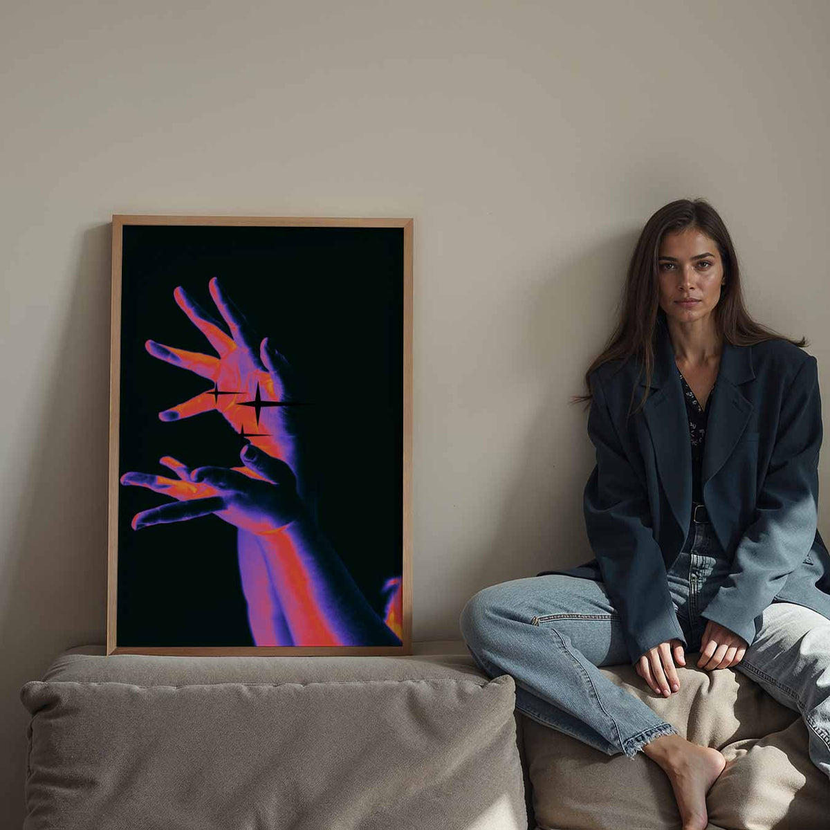 Neon Handen – Streetart wandkunst als portret poster