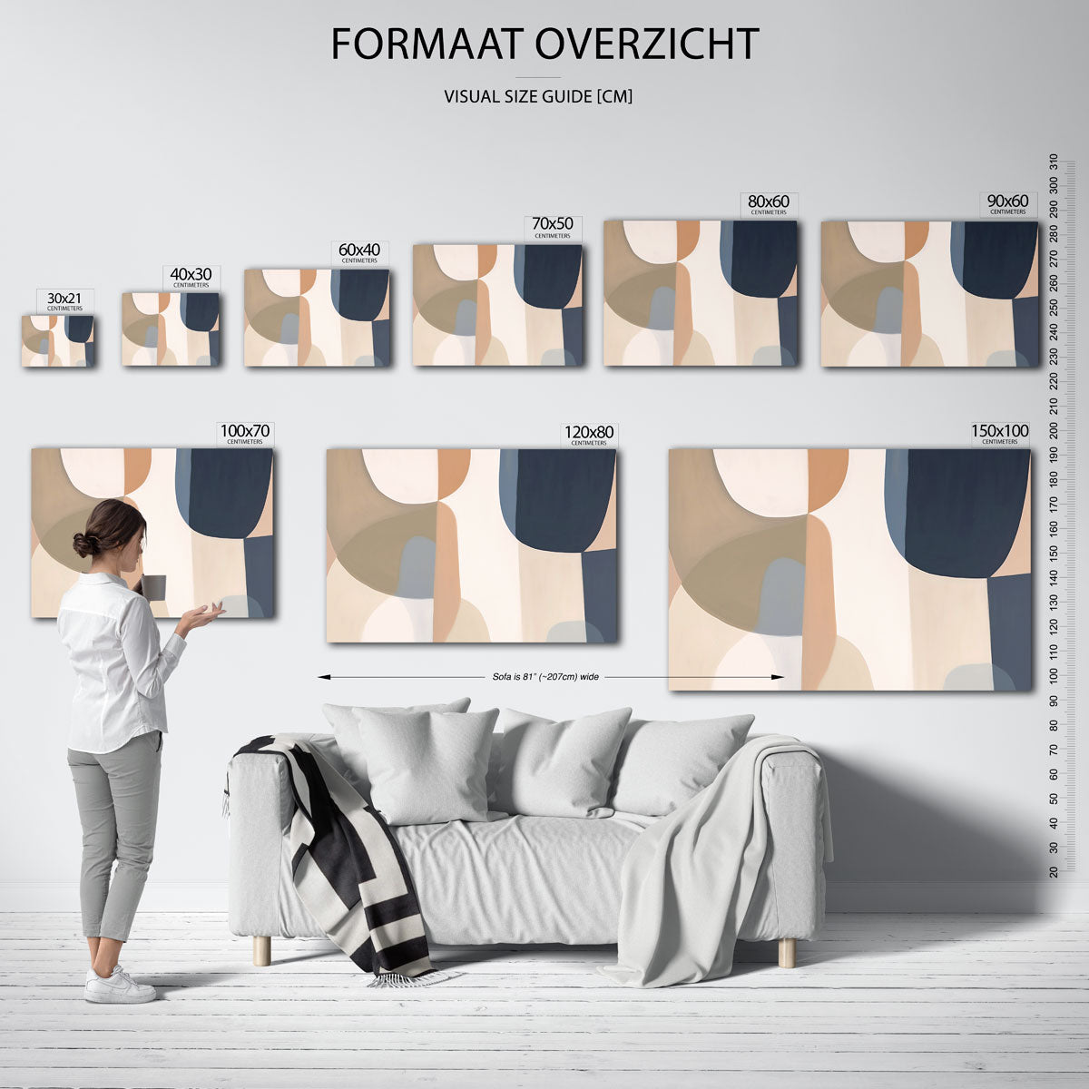 Abstracte vormen – liggende muurposter met kleurrijke abstracte vormen