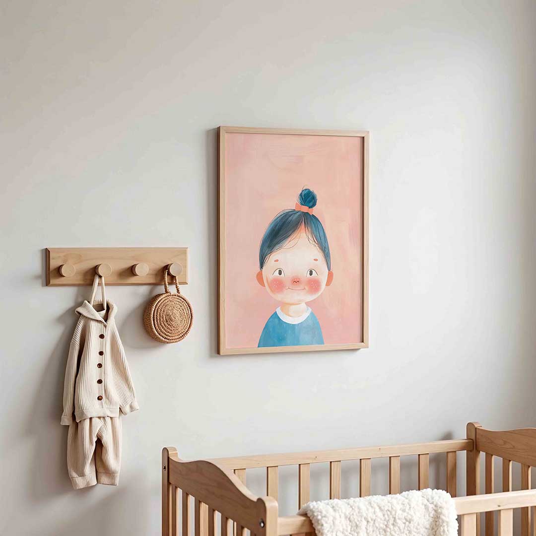 Kind met blauwe trui – kinderposter in staand formaat