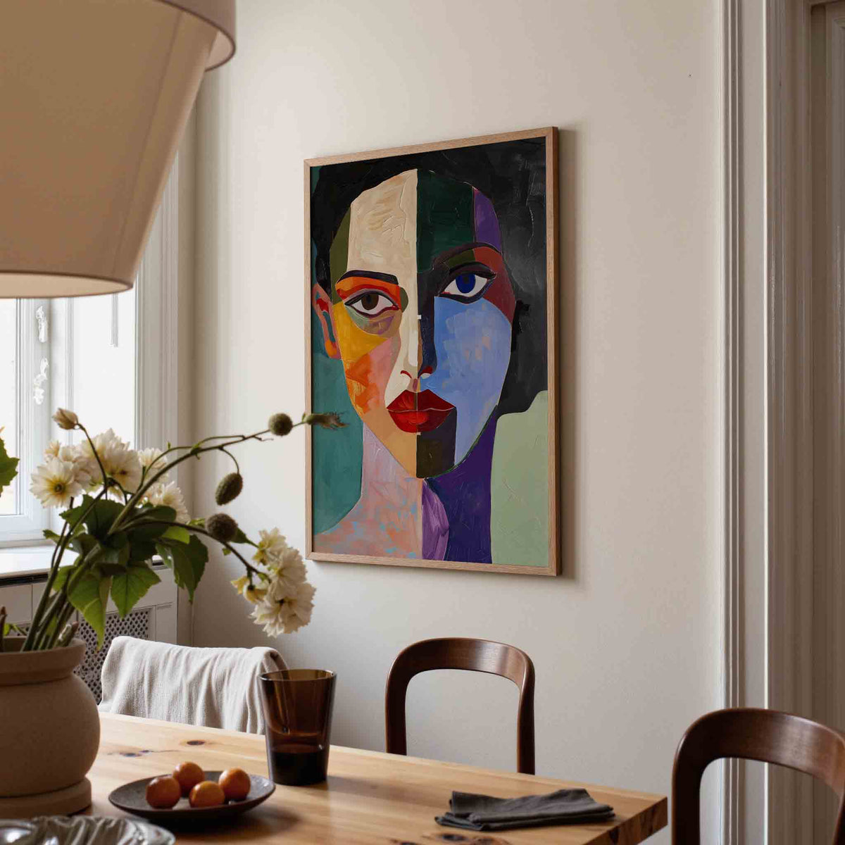 Abstract gezicht – eigentijdse illustratie poster in staand formaat