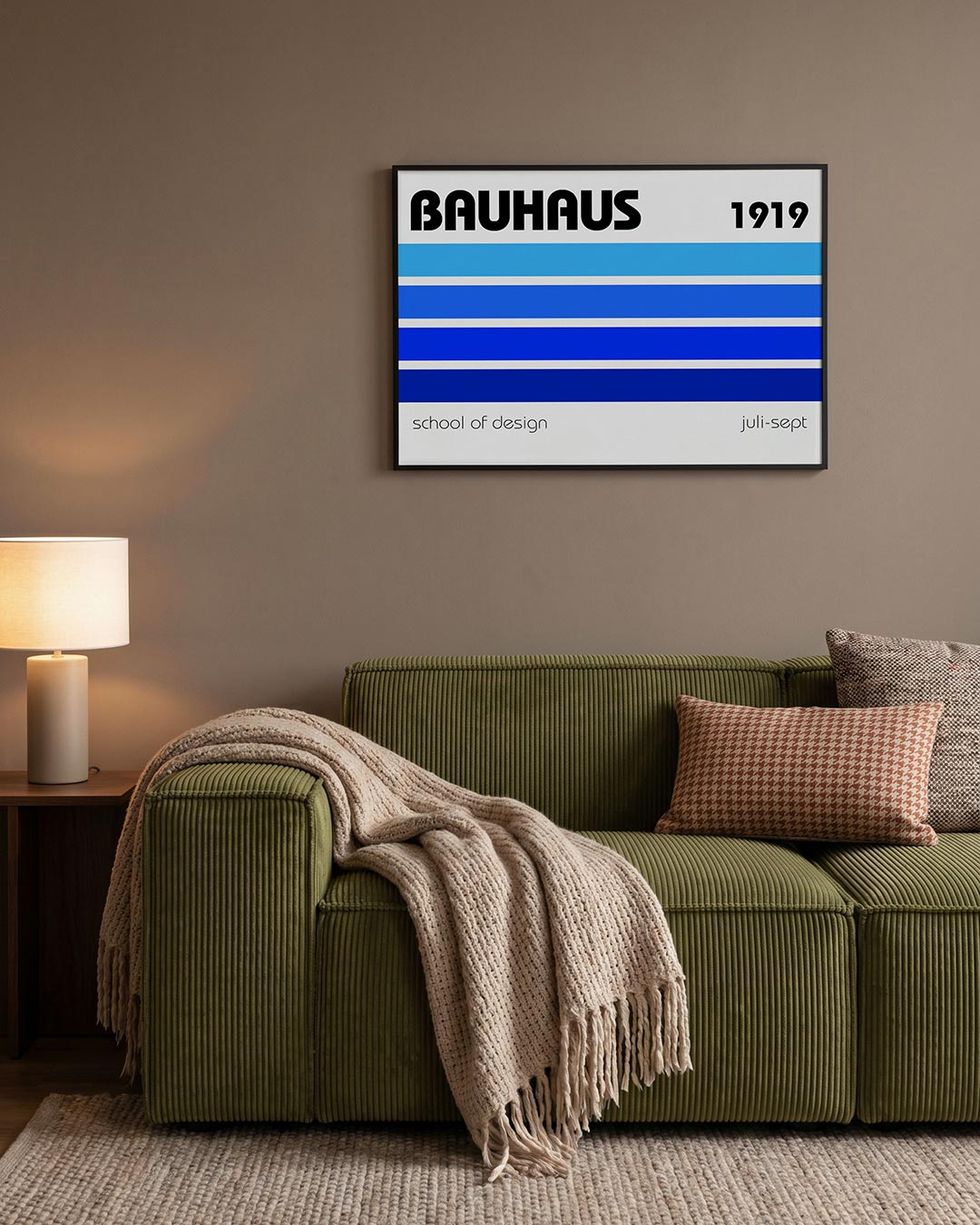 Kleurvlakken en lijnen – geometrische Bauhaus poster in liggend formaat