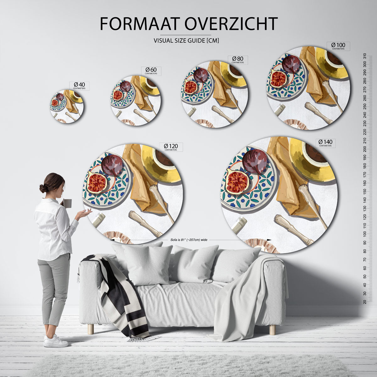 Figuur op tafel – abstracte wandkunst als muurcirkel van WallArtistic