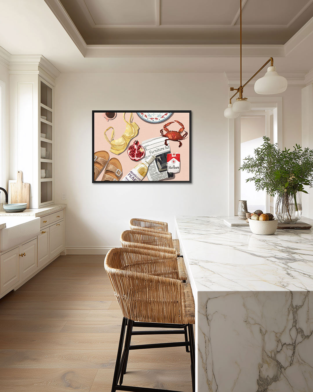 Dagelijkse objecten collage – Verzameling – liggende wanddecoratie