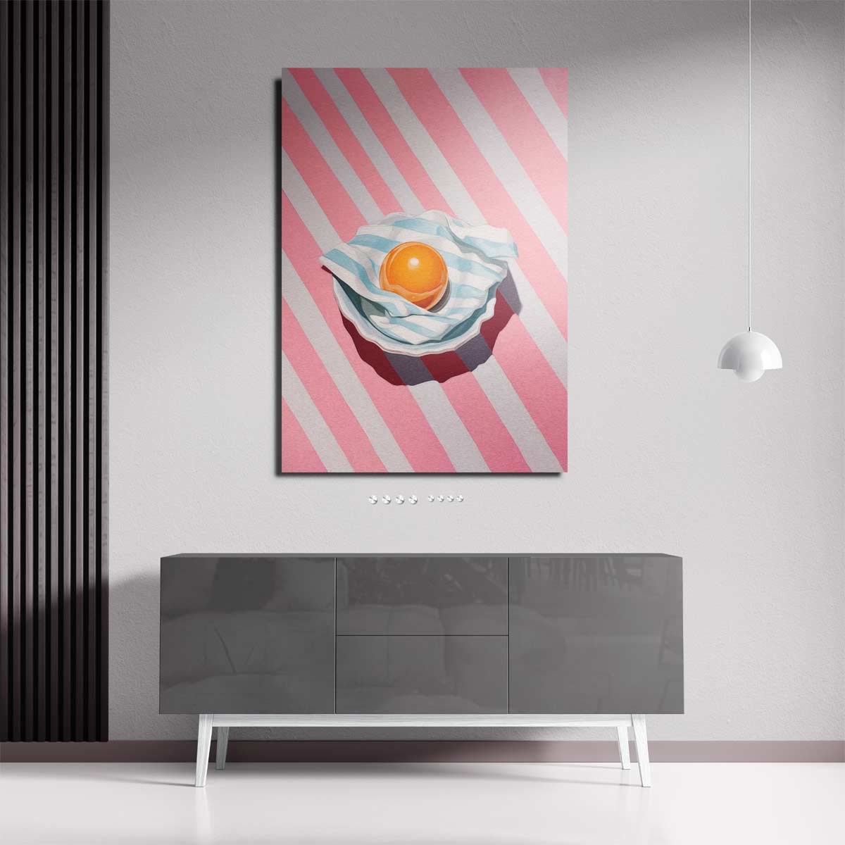Zomerse Vrucht in Strepen – staande wandkunst voor woonkamer of interieur
