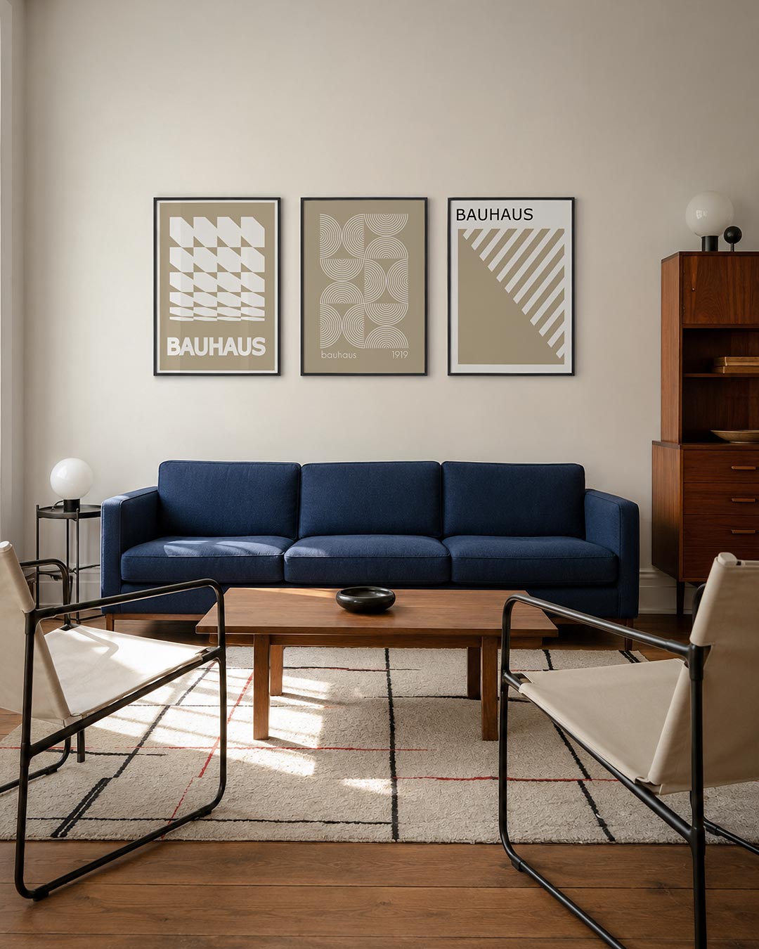 Vormen en vlakken driedelige posterset – deze posterset in drie delen toont een ritmisch spel van witte en beige vlakken.