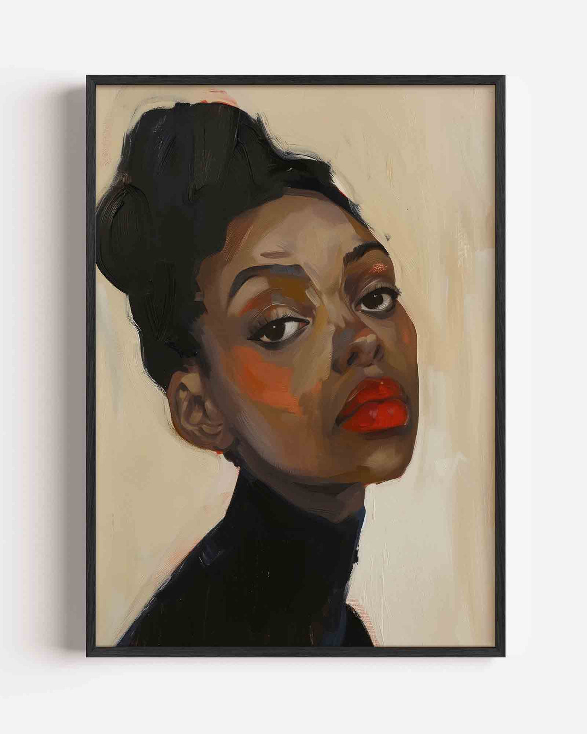 Portret met rode lippen – hedendaagse illustratie portret poster als wanddecoratie