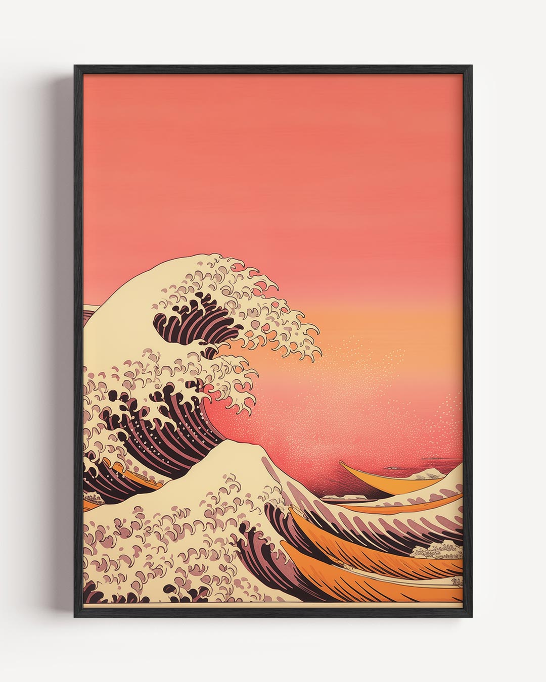 Retro Golfstijl Japanse Golven – natuur en stad portret poster als wanddecoratie