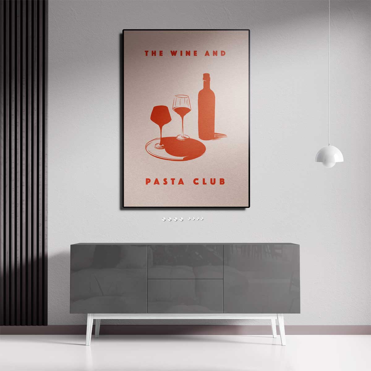 Wijn en Pasta Illustratie – canvas kunstwerk als wanddecoratie
