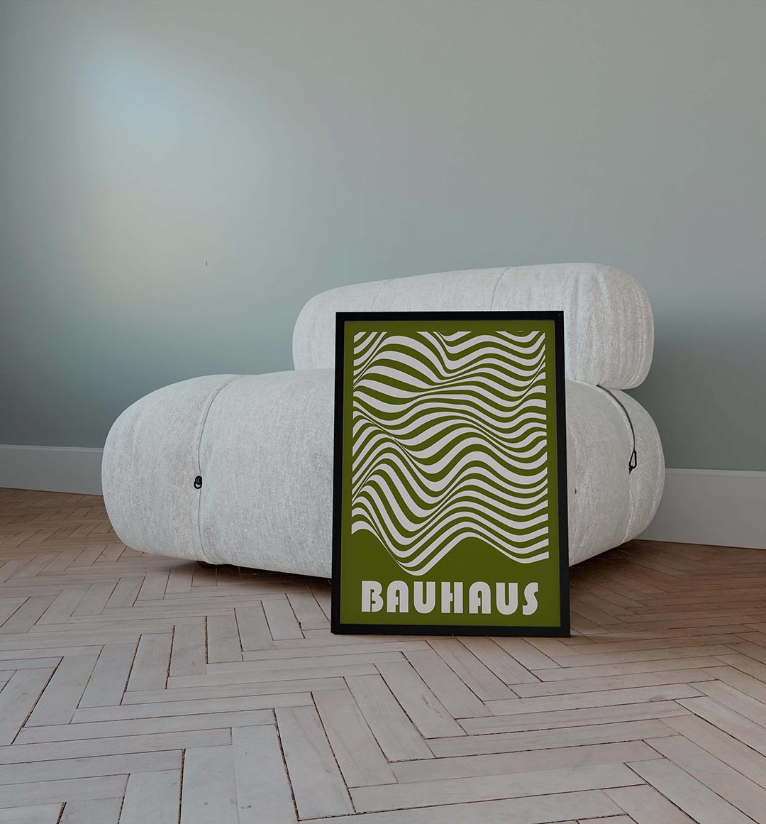 Golvend lijnenspel – geometrische poster in Bauhaus-stijl van WallArtistic